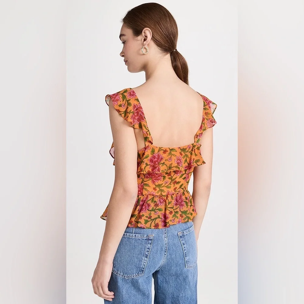 Veronica Beard designer Randa blouse 100% silk orange floral size 4 - Picture 6 of 16